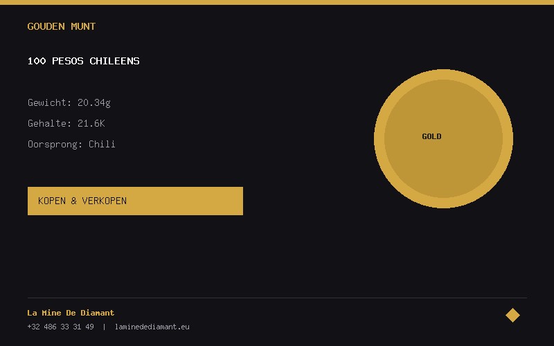 100 Pesos Chileens gouden munt kopen en verkopen - 20.34g 21.6K - La Mine De Diamant
