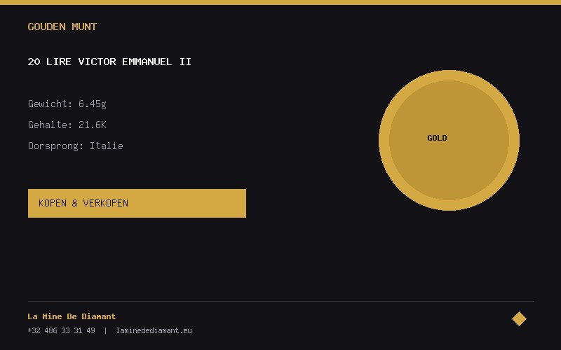 20 Lire Victor Emmanuel II gouden munt kopen en verkopen - 6.45g 21.6K - La Mine De Diamant