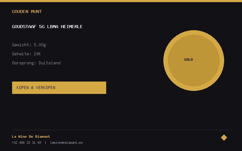 Goudstaaf 5g LBMA Heimerle gouden munt kopen en verkopen - 5.00g 24K - La Mine De Diamant
